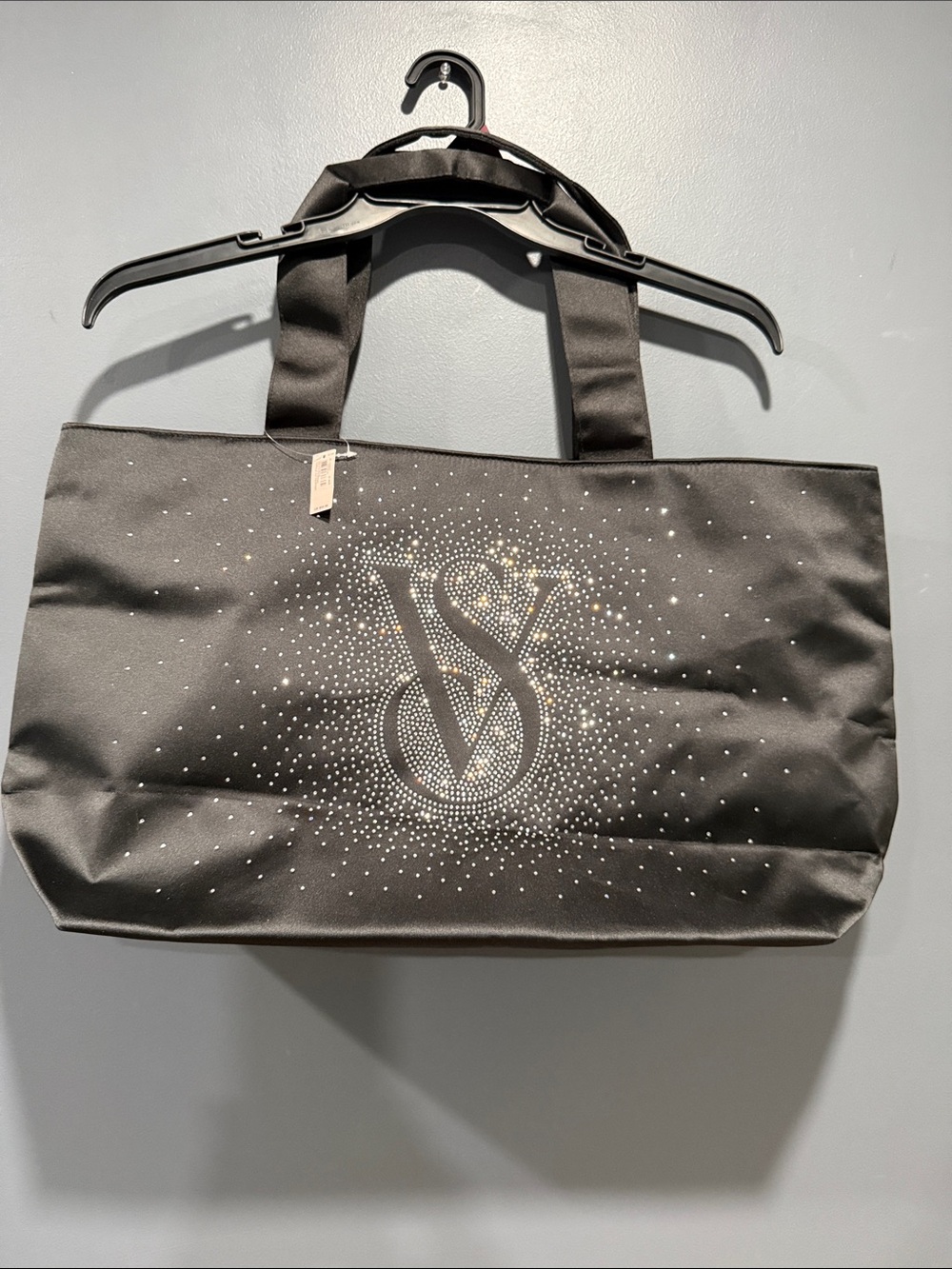 Victoria's Secret Black Rhinestone VS Logo Tote Bag